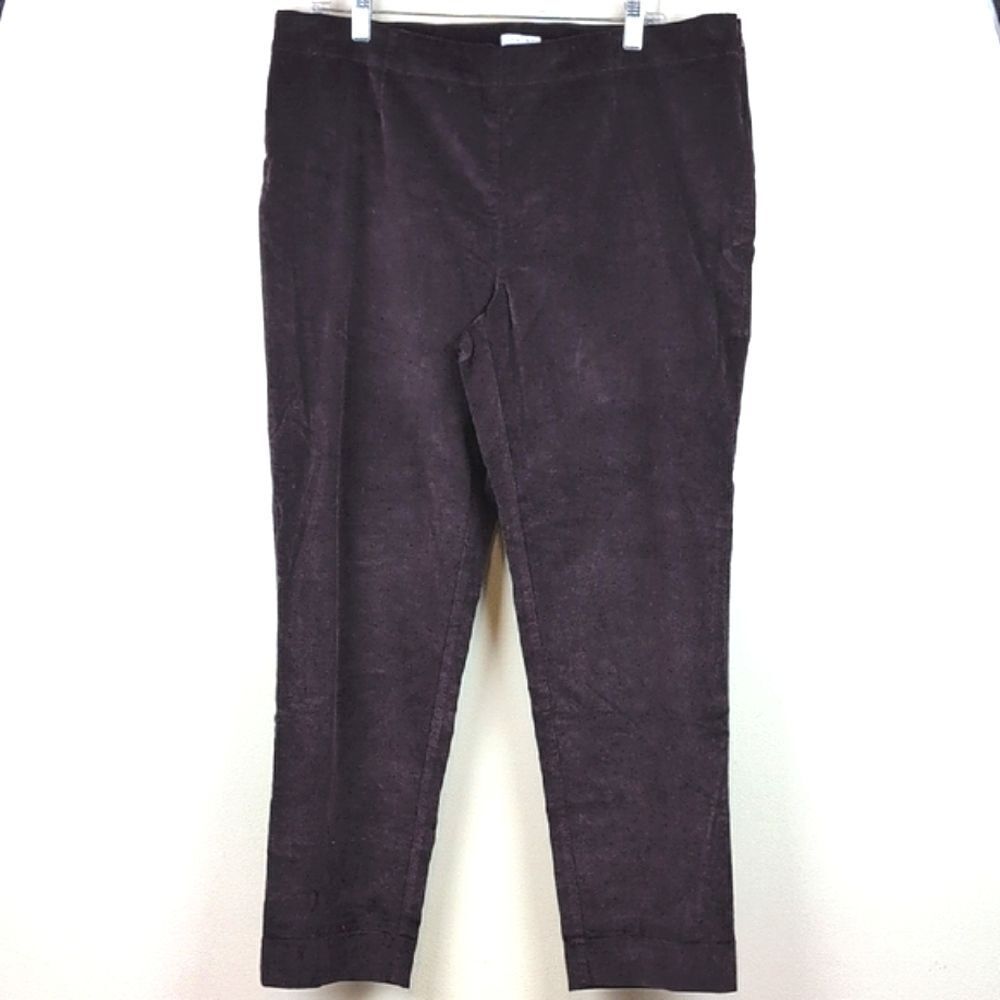 J.Jill NWT Corduroy Side Zip Straight Leg Trouser Pants Dark Fig Size 16 Classic